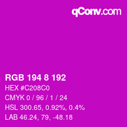 カラーコード: RGB 194 8 192 | qconv.com