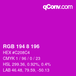 颜色代码: RGB 194 8 196 | qconv.com
