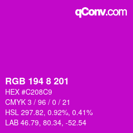 Color code: RGB 194 8 201 | qconv.com