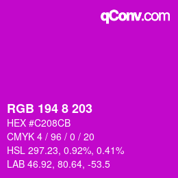 Color code: RGB 194 8 203 | qconv.com