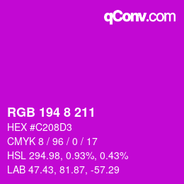 Color code: RGB 194 8 211 | qconv.com