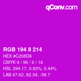 Color code: RGB 194 8 214 | qconv.com