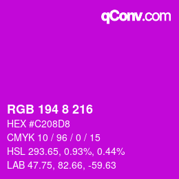 Color code: RGB 194 8 216 | qconv.com