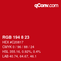 Color code: RGB 194 8 23 | qconv.com