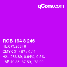 Color code: RGB 194 8 246 | qconv.com
