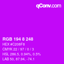 颜色代码: RGB 194 8 248 | qconv.com