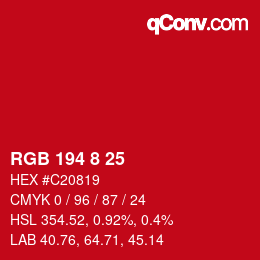 Color code: RGB 194 8 25 | qconv.com