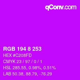 Color code: RGB 194 8 253 | qconv.com