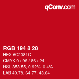 Color code: RGB 194 8 28 | qconv.com
