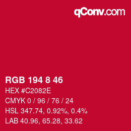 Color code: RGB 194 8 46 | qconv.com