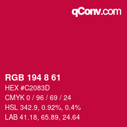 Color code: RGB 194 8 61 | qconv.com