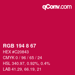 Color code: RGB 194 8 67 | qconv.com