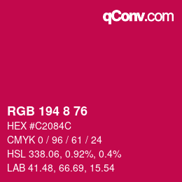Color code: RGB 194 8 76 | qconv.com