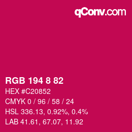 Color code: RGB 194 8 82 | qconv.com