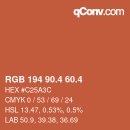 カラーコード: RGB 194 90.4 60.4 | qconv.com