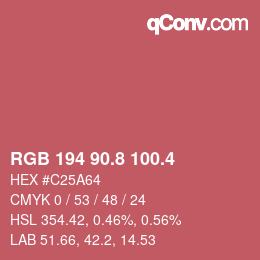 カラーコード: RGB 194 90.8 100.4 | qconv.com