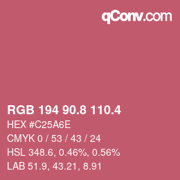 カラーコード: RGB 194 90.8 110.4 | qconv.com