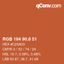 カラーコード: RGB 194 90.8 51 | qconv.com