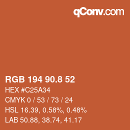 カラーコード: RGB 194 90.8 52 | qconv.com
