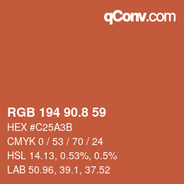 カラーコード: RGB 194 90.8 59 | qconv.com