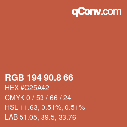 カラーコード: RGB 194 90.8 66 | qconv.com
