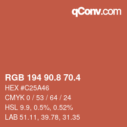 カラーコード: RGB 194 90.8 70.4 | qconv.com