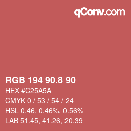 カラーコード: RGB 194 90.8 90 | qconv.com