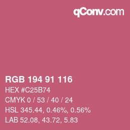 颜色代码: RGB 194 91 116 | qconv.com