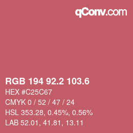 カラーコード: RGB 194 92.2 103.6 | qconv.com