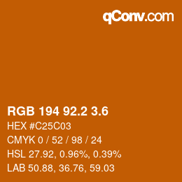 カラーコード: RGB 194 92.2 3.6 | qconv.com