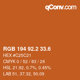カラーコード: RGB 194 92.2 33.6 | qconv.com