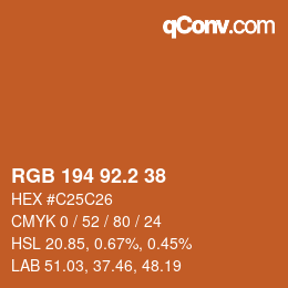 カラーコード: RGB 194 92.2 38 | qconv.com