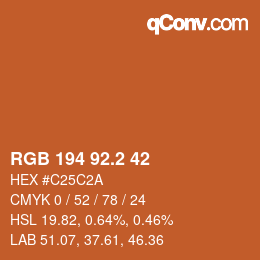 カラーコード: RGB 194 92.2 42 | qconv.com