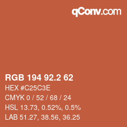 カラーコード: RGB 194 92.2 62 | qconv.com