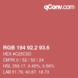 カラーコード: RGB 194 92.2 93.6 | qconv.com