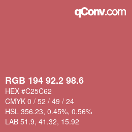 カラーコード: RGB 194 92.2 98.6 | qconv.com