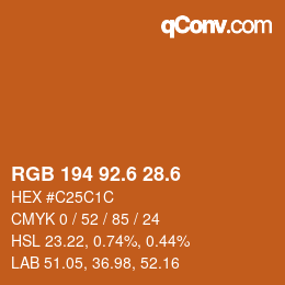 カラーコード: RGB 194 92.6 28.6 | qconv.com