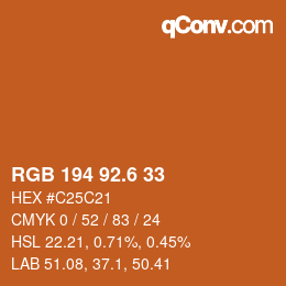 カラーコード: RGB 194 92.6 33 | qconv.com