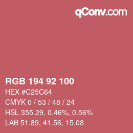 颜色代码: RGB 194 92 100 | qconv.com