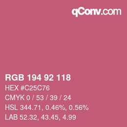 カラーコード: RGB 194 92 118 | qconv.com