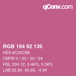 颜色代码: RGB 194 92 136 | qconv.com