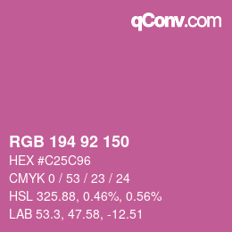 カラーコード: RGB 194 92 150 | qconv.com