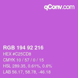 颜色代码: RGB 194 92 216 | qconv.com