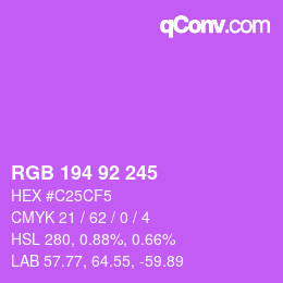 颜色代码: RGB 194 92 245 | qconv.com