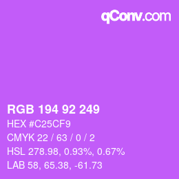 カラーコード: RGB 194 92 249 | qconv.com