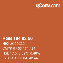 颜色代码: RGB 194 92 50 | qconv.com