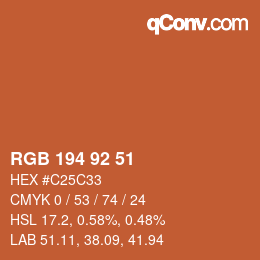 颜色代码: RGB 194 92 51 | qconv.com