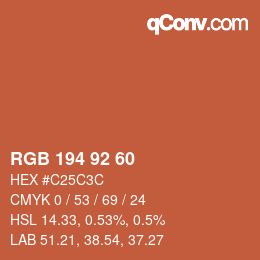 Color code: RGB 194 92 60 | qconv.com