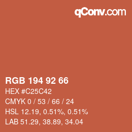 颜色代码: RGB 194 92 66 | qconv.com