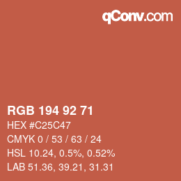 カラーコード: RGB 194 92 71 | qconv.com